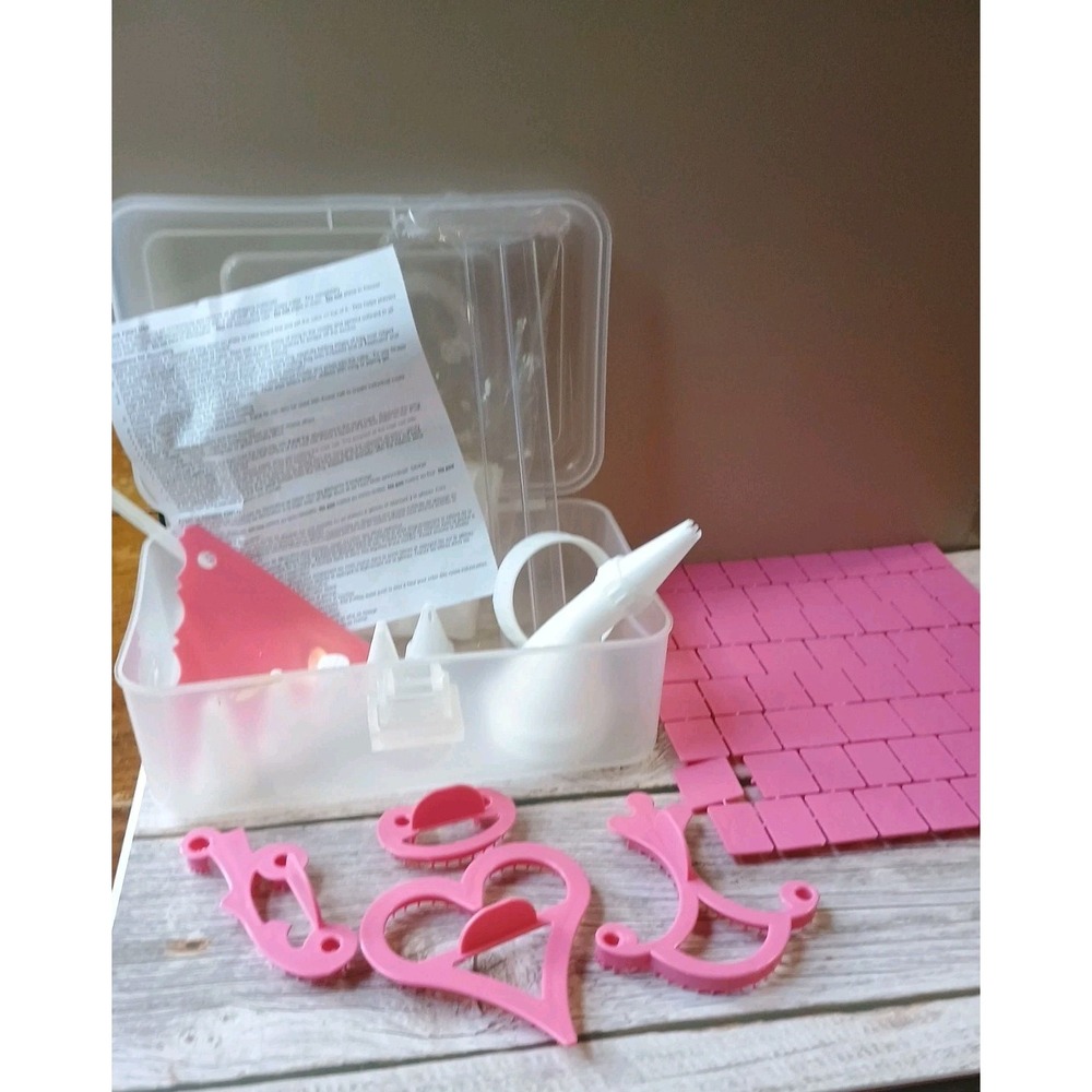Cake Decorating Supplies Kit In Clear Plastic Case Tips Bags Letters